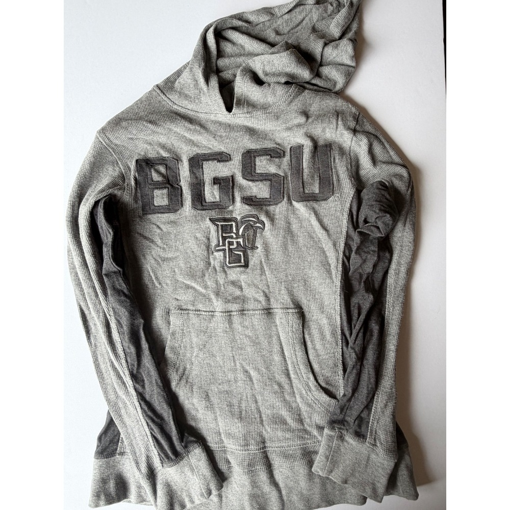 Colosseum BGSU Falcons Thermal Hoodie Gray Waffle Knit Pullover Small